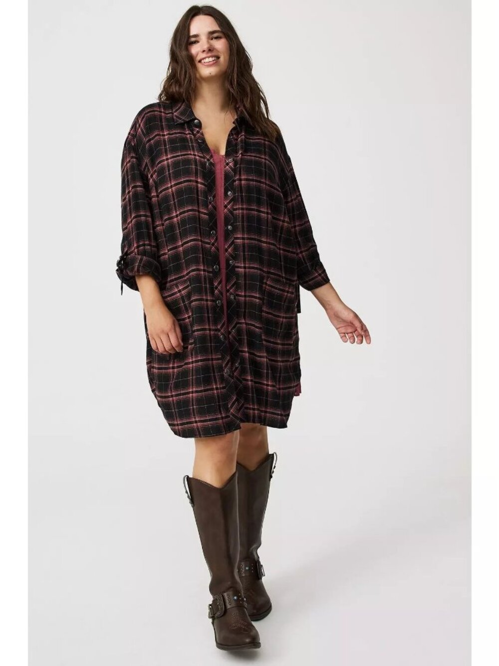 Torrid Oversized Kimono Flannel Most likely Plaid Deep Black Shirt 5X NEW w/Tags